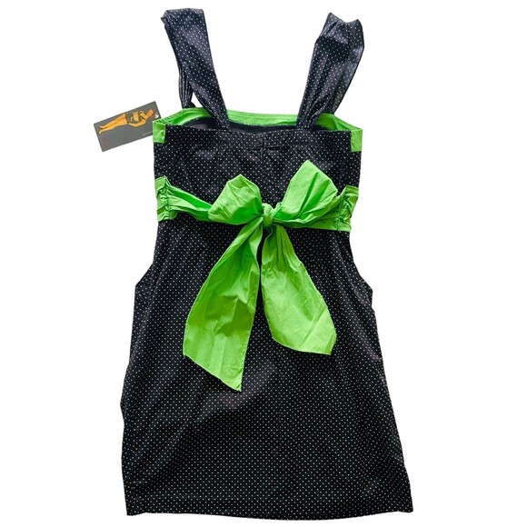 RUBY ROX Dress Black White Polka Dots Neon Green Womens Misses Size 9 NEW NWT - Picture 2 of 15